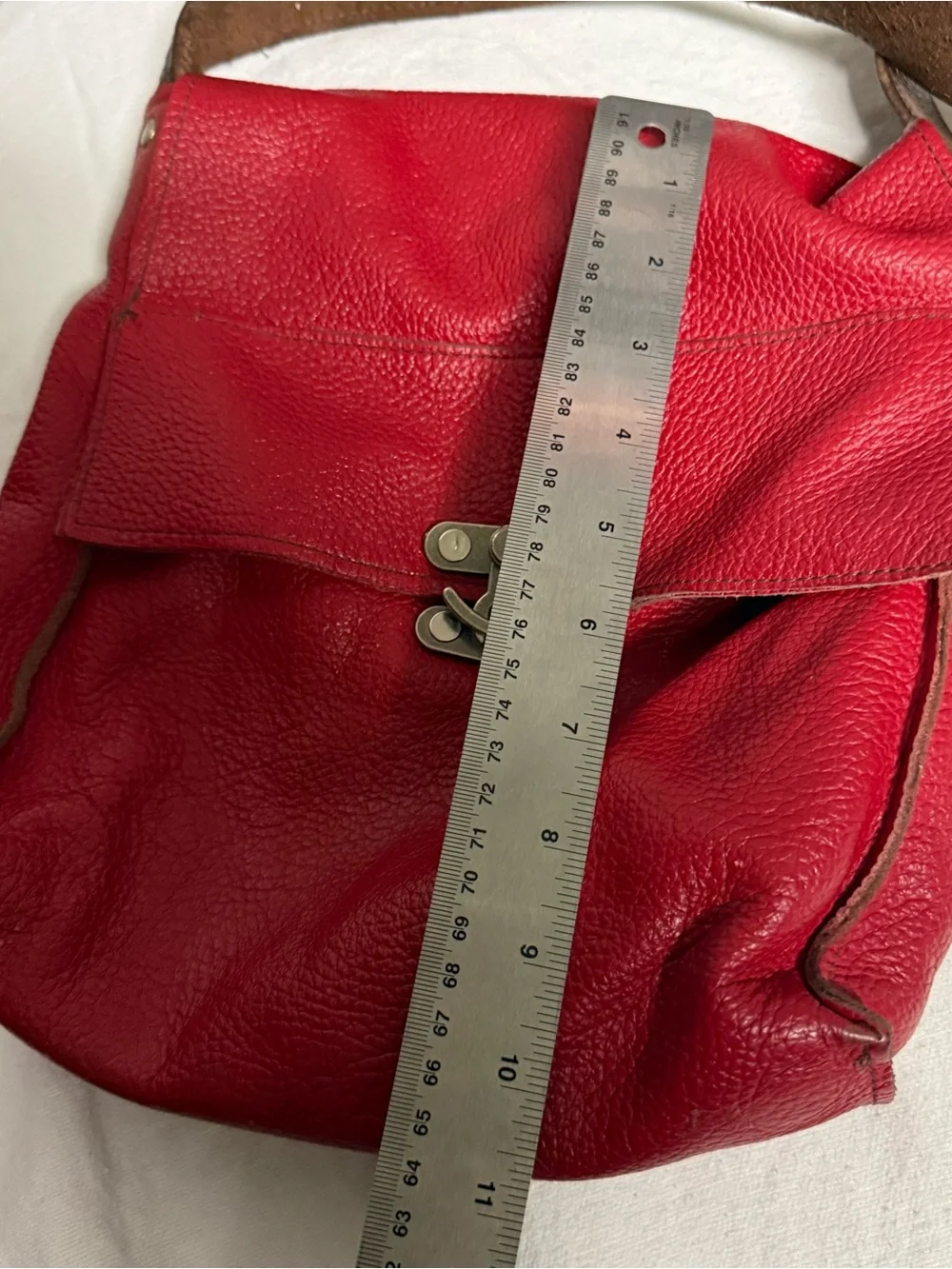 BettyLoo Red Leather Crossbody Bag with Adjustable Wide Strap Real resister